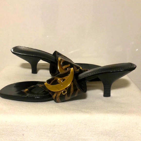 DR. SCHOLL’S FEEL CRAZY GOOD black & gold summer sandals w/ gold strap. Size 10 - Picture 3 of 12